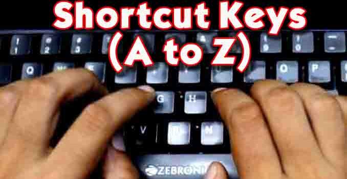 Shortcut Keys Of Computer A to Z
